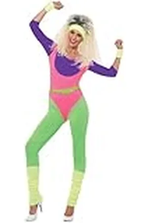SMIFFYS 80s Work Out Costume, with Jumpsuit (M)