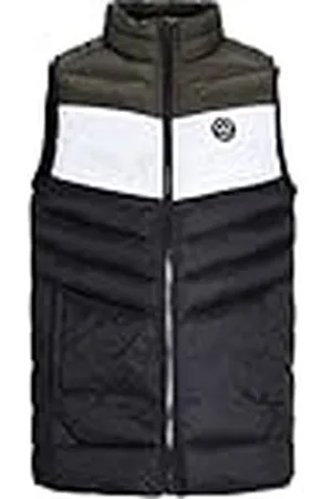 JACK & JONES JACK&JONES JUNIOR JESPRINT Puffer Bodywarmer Kraag JNR Vest, Zwart/Detail: White/Rose Blocking, 176, , 176 cm