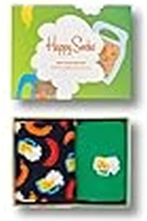 Happy Socks Beers Gift Set, Kleurrijke en Leuke, Sokken voor Dames en Heren, Groente-Blauw-Oranje 2 paar (41-46)