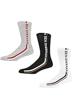 Ben Sherman Dikke sportsokken voor heren in zwart/wit/grijs met kleurenprint, authentieke branding - multipack van 3, , One Size