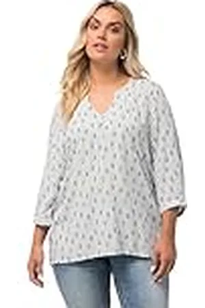Ulla Popken Dames tuniek met knoopsluiting en print blouses, , 62-64