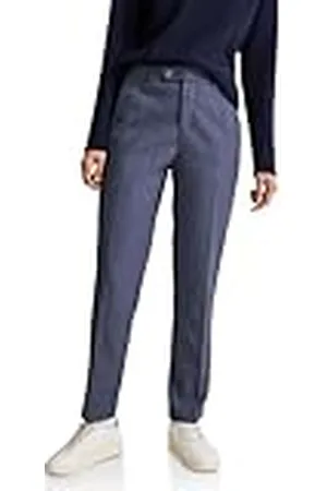 Street one Dames Chino Belt Flap Blue Hw Pants, , 38W x 30L
