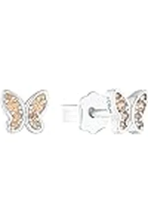 QS by s.Oliver 925 sterling zilveren kinderoorbellen voor meisjes, met zirkonia synth., 0,5 cm, zilver, vlinder, wordt geleverd in een geschenkverpakking voor sieraden, 2036822