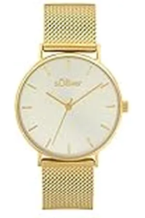 QS by s.Oliver Armbanduhr Damen Quarzuhr Analog, mit Edelstahl Armband, Gold, 3 bar Wasserdicht, Kommt in Uhren Geschenk Box, 2033517