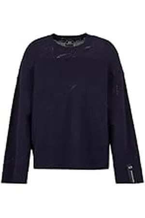 Armani Exchange Vrouwen duurzaam, gebreide stof, geribbelde mouwen, pullover, trui, blauw, S, , S