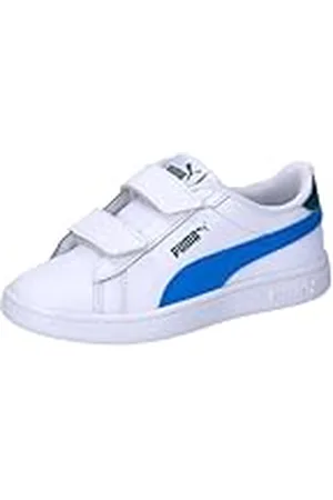 PUMA Uniseks kinderen Smash 3.0 L V PS Sneakers, White Hyperlink Blue Cold Green, 35 EU