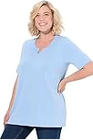 Ulla Popken Tuniekshirt voor dames, A-lijn, halslijn en halve mouwen, , 62-64