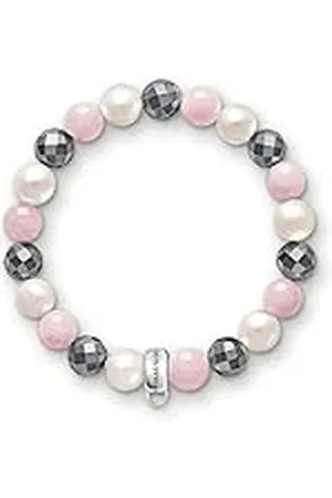 Thomas Sabo Dames bedelarmband hematiet rozenkwarts zoetwaterparels roze wit grijs 925 sterling zilver X0188-581-7, 15,00 cm, Sterling zilver, hematiet Kwarts Parel