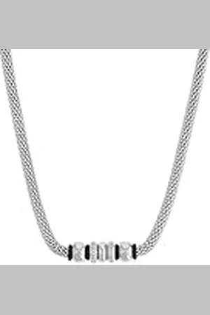 QS by s.Oliver Halsketting Roestvrij Staal Rubber Dames Halsketting, met Kristal, 42+3 cm, Zilver, Wordt geleverd in Sieraden Geschenkverpakking, 9240128