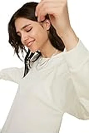 Trendyol Dames Crème Bike-kraag gebreid sweatshirt, , klein