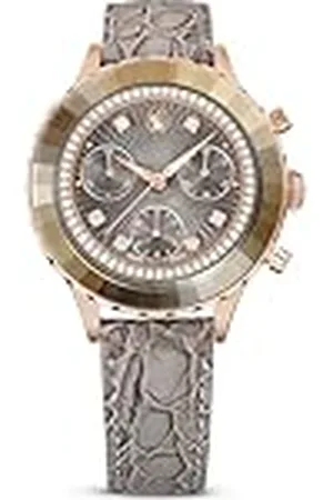 Swarovski Octea Chrono horloge, Swiss Made, Lederen band, , Roségoudkleurige afwerking