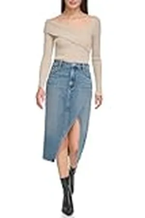 DKNY Dames Asymmetrische Slit Denim Rok, Harbour, 29, , 29