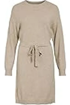 VILA VIRIL O-hals L/S Belt Knit Jurk - NOOS, , XL