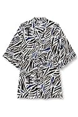 Samoon Dames 260038-21066 blouse, zwart met patroon, 46, , 46
