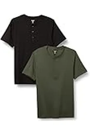 Amazon Heren Slim-Fit Shirt met korte mouwen, Henley, pak van 2, , X-Large