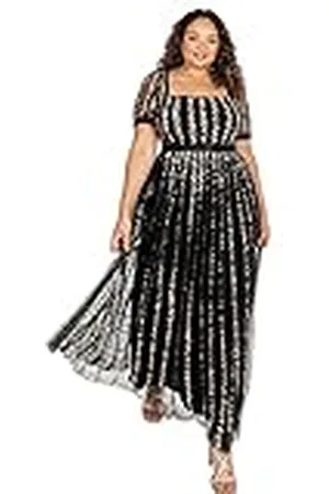 Maya Deluxe Maxi-jurk voor dames, pailletten, vierkante hals, hoge taille, een uitgesneden avondjurk voor bruiloftsgast, , , 42