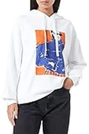 Benetton Tricot C/CAPP. M/L 3QMHD2006 sweatshirt met capuchon, wit opdruk patroon 913, S voor dames