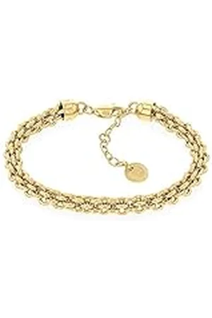 Tommy Hilfiger Jewelry Gliederarmband für Damen aus Edelstahl in der Farbe Gelbgold, Länge 18cm, 2780842