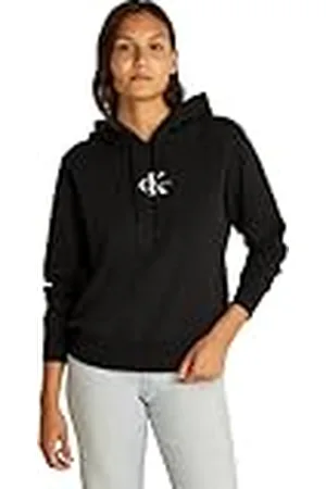 Calvin Klein CK JEANS Dames MONOLOGO HOODIE J20J225358, Zwart (K Zwart), XXL, , XXL