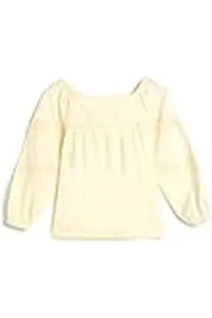 Koton Meisjes lange mouwen bloem geborduurd cutwork detail elastische manchetten katoenen blouse, , 6-7 jaar