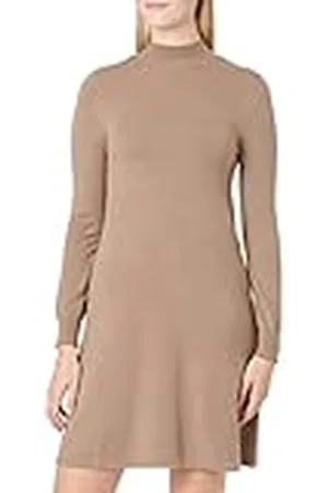Pieces® Dames PCJALINA LS T-Neck Knit Dress NOOS BC jurk, Fossil, S