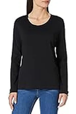 SELECTED Women Basic Longsleeve Shirt | SLFSTANDARD Cotton Pullover | Thin Basic Sweatshirt, Colour:Black, Size:M