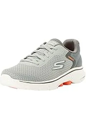Skechers Heren GO Walk 7 Sneakers, grijs en oranje textiel/synthetisch, 6 UK, , 39.5 EU