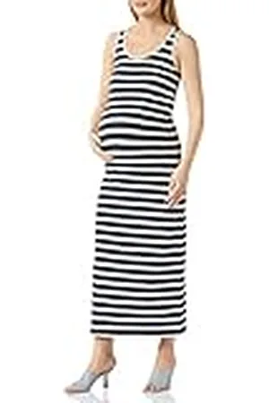 Mama;licious Dames MLMIA Y/D S/L JRS Maxi Dress E. A. Maxi-jurk, Parijse Night/Stripes: Yd Snow White, S, , S