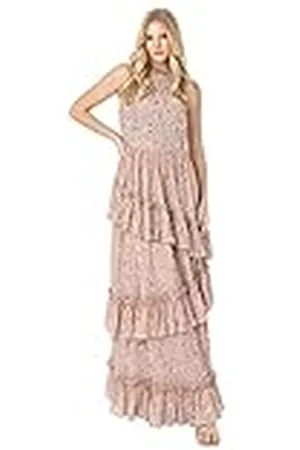 Maya Deluxe Maxi dames verfraaid ruches mouwloze stropdas terug jurk voor bruiloft gast bruidsmeisje prom avond gelegenheid, , 42