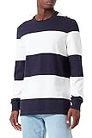 QS by s.Oliver Heren T-shirt met lange mouwen, blauwe strepen, L