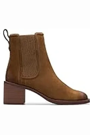 Clarks Premium Dames Chamberly Top Chelsea Boot, Walnut Suede, 7.5 UK, , 40.5 EU