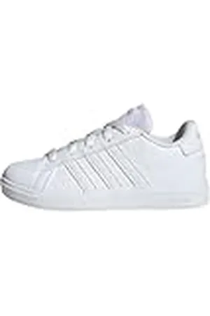 adidas Jongens Grand Court Lifestyle Tennis Veterschoenen Sneaker, Wolk Wit Wolk Wit Grijs One, 6 UK