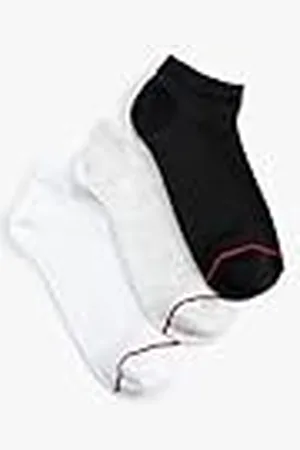 Koton Dames 3-Pack Basic Multicolor Strip Detail Bootie Sokken Set, Wit (000), One Size, , Eén Maat