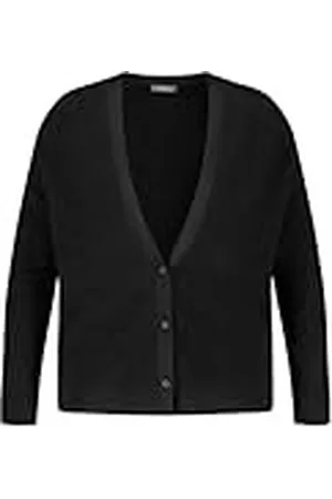 Samoon Basic gebreid vest voor dames, met lange mouwen, manchetten, raglanmouwen, effen kleuren, , 50 Grote maten