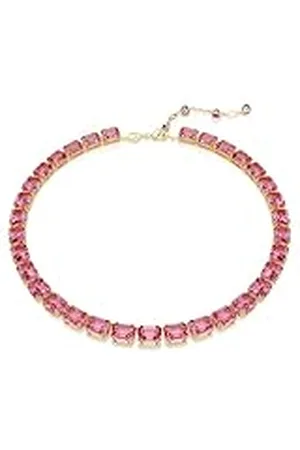 Swarovski Millenia Ketting, Octagon-Slijpvorm, Roze, Goudkleurige Toplaag