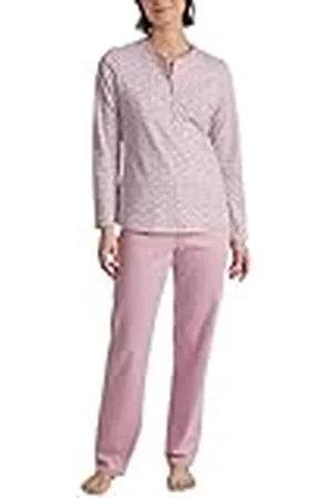 Calida Midnight Flowers Pyjama, lange dames, van 100% dik katoen, , 40-42