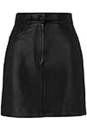 HUGO BOSS Dames Lusila Leather_Skirt, Black1, XS