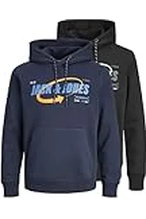 JACK & JONES Jcoblack Sweat Hood Ch 2 stuks Mp Pls, Zwart/Pack: zwart + navyblazer, 5XL grote maten
