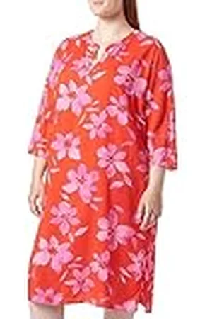 Samoon Dames 280020-21070 jurk, Power Red met patroon, 46, , 46