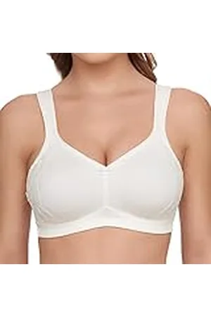 Susa Minimizer Beha voor dames, zonder beugel, London I damesbeha met minimizer snit, verkleint de borsten optisch I voorgevormde cups, brede bandjes, wit, 85D