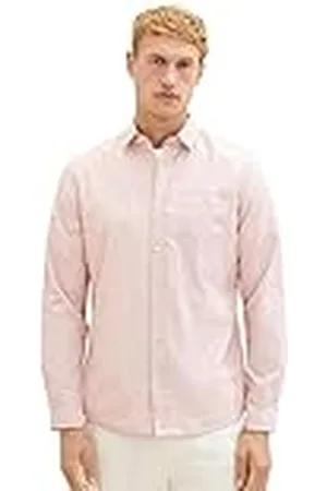 TOM TAILOR Heren slim fit overhemd met fijne strepen van katoen, , L