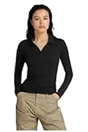 G-Star RAW Geribbeld Slim Polo met lange mouwen, , XS