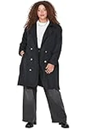 Trendyol Wikkelvorm voor dames, dubbele rij, effen geweven stof, maten in trenchcoat, , 44 Grote maten