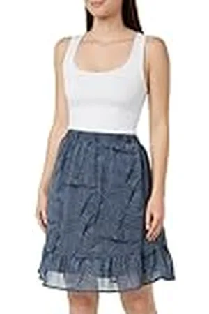Kaffe Dames Skirt Bedrukte Doek Above Knee Lengte Zakken Elastische Taille, Infinity Blue/Black Lines, 40