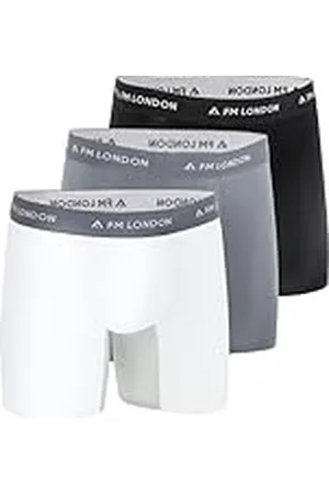 FM London Set van 3 bamboe boxershorts voor heren met anti-schaafpanelen, zachte boxers met lange pijpen en voorgevormde buidel, vochtafvoerend, labelvrij, ademend herenondergoed, 3 stuks, Zwart