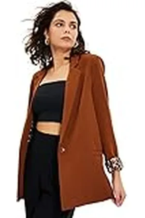 Trendyol Dames Liner Gedetailleerd Jas Luipaard Primer Detailed Blazer Jacket, Black, , 40