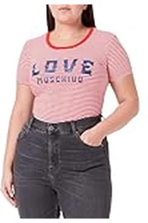 Moschino Dames Tight-fit Short-Sleeved T-shirt, Wit RED, 44, , 44