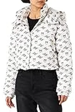 Pinko Irma gewatteerde canvas ST. Logo jas, YZ1_wit/violet, L voor dames
