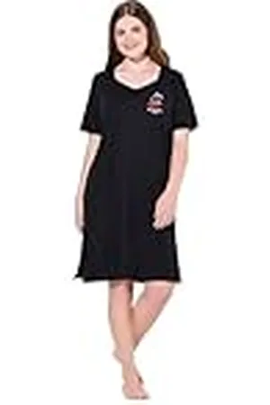 Ulla Popken Bigshirt voor dames, hartmotief, V-hals, nachthemd met korte mouwen, , 50-52