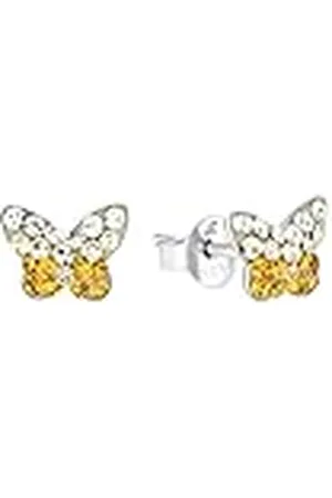 Amor Oorbellen 925 Sterling Zilveren Meisjes Kinderoorbellen, Met Preciosa, 0,6 cm, Zilver, Vlinder, Wordt Geleverd In Sieraden Geschenkdoosje, 2036780